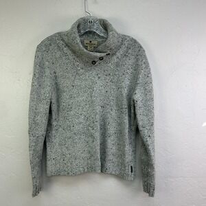 Woolrich Sweater Womens Medium Gray Heather Shawl Collar Button Knit Pullover